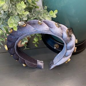 Anthropologie Gray Velvet Headband adorned with Gray Crystals